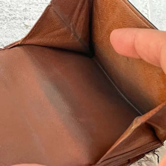 Vintage Louis Vuitton Wallet Card Holder Brown leather Made in France Authentic - Picture 9 of 11